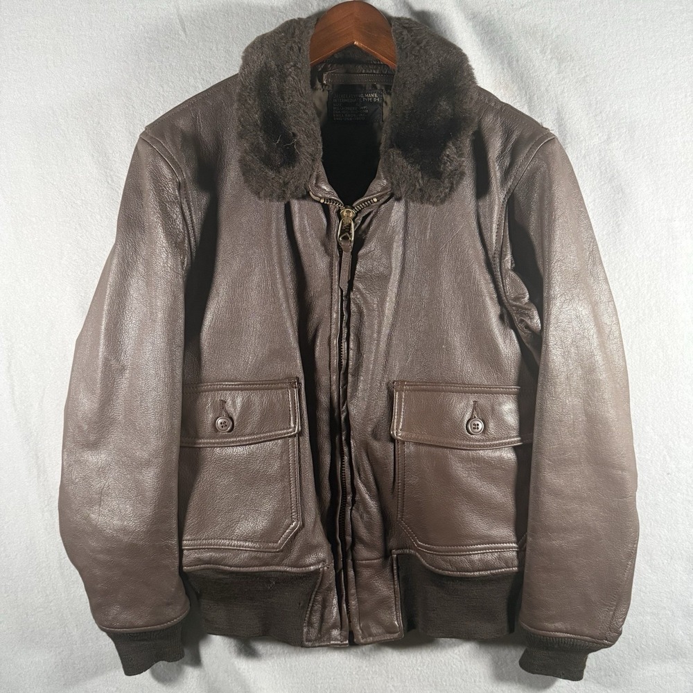 Vintage 1971 Vietnam Era G1 Flight Jacket Brill Bros Brown Leather Bomber Men 42
